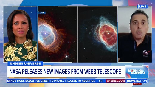 4K views · 91 reactions | NASA has unveiled new images from its new powerful space telescope, including a foamy blue and orange shot of a dying star. Former astronaut Jose Hernandez joined "Morning in America" to discuss the new images and what they show us. MORE: https://trib.al/kh1oxiJ | NewsNation | Facebook