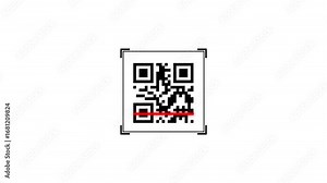 QR code animation. scan QR code motion. QR code in a scanner with a laser beam. Digital Scanning the QR code 4k video.