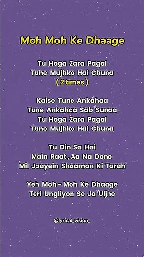 Moh Moh Ke Dhaage ❤️ 🩹 #karaoke #trywithyourownvoice #songlyrics #fypviral #bgm #musicchannel