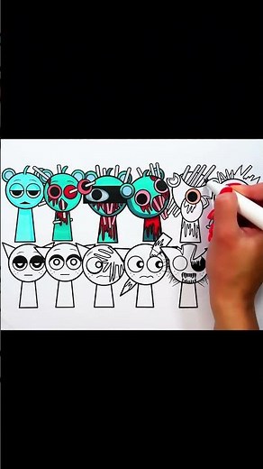 Incredibox SPRUNKI Coloring Pages / Sky & Gray Phases 1 2 3 4 5 6