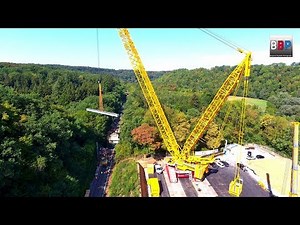 **Monster Kran** LIEBHERR LR 11000 Lifting a Railway Bridge Part / Brückenhub, Burgstall, 2018.