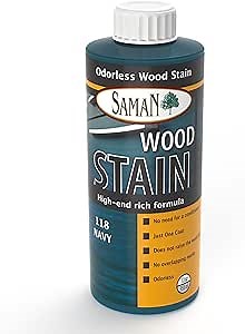 SamaN Interior Water Based Wood Stain - Natural Stain for Furniture, Moldings, Wood Paneling, Cabinets (Navy TEW-118-12, 12 oz)