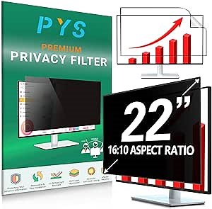 PYS [2024 New Version] 22 Inch 16:10 Monitor Computer Privacy Screen - Reusable Nano Tech, Easy Install & Detach, Anti-Glare Screen Protector, Anti Scratch Computer Screen Privacy Shield