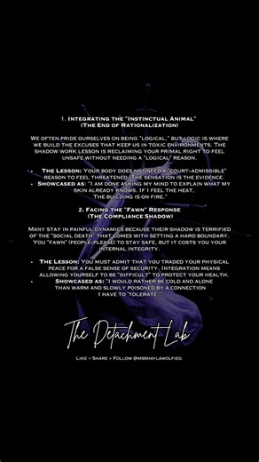 This lab report describes shadow work as linking physical sensations to decision-making.