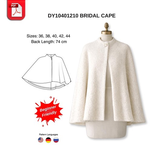 Bridal Cape Sewing Pattern PDF Wedding Cape Beginner - Etsy Canada