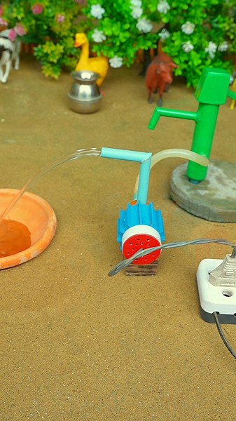 Mini hand pump project water with supply motor drinks buffalo duck farm #waterpump #shorts #715