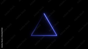 Neon triangle frame. Neon line frame Seamless looping animation. Glowing triangle frame loading animation.