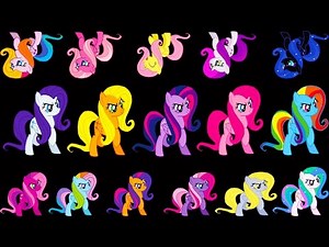 My Little Pony Transforms - Color Swap Mane 6 Fluttershy ALL Colors - MLP Coloring Videos For Kids