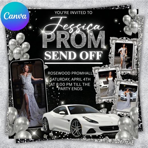 Prom Send Off Flyer, DIY Prom Flyer, Prom Canva Template, Prom Send Off, Prom Send Off Event, Editable, DIY Canva, Instant Download