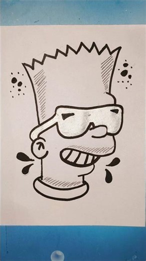 Cool Cartoon Boy with Sunglasses 😎 | Easy Marker Drawing #Shorts #BlackArt #EasyDrawing #MarkerArt