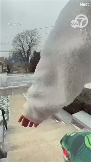 Strong wind gusts send a woman flying downstairs, into yard