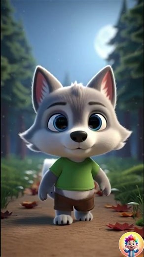 Howling Little Wolf Song 🐺| Cute Wolf Cartoon Rhyme| Kids Animation| Nursery Rhymes for Kids#shorts