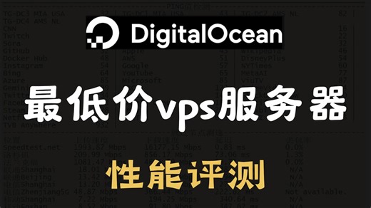【vps推荐】DigitalOcean 低价服务器评测，纽约节点，200美金赠金，$4/月，网速实测
