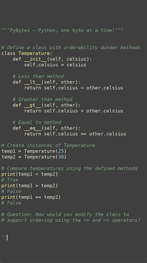 orderability dunder methods #python #showcase