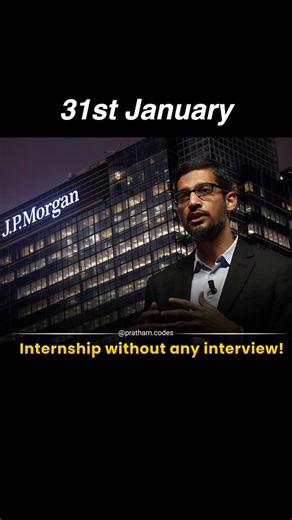 Pratham Jiwnani on Instagram: "Internship by JP Morgan. Apply before 31st January This is the virtual internship in collaboration with the Forage and you will get certification after completing it . (JP Morgan, Certification, Internships, Computer Science, Software Developers, Students ) #internship #placement #students"
