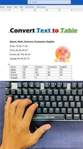 how to convert text into the table in the #msword #excel #computer #computereducation #exceltricks