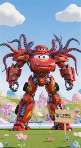 Lightning McQueen TRANSFORMERS vs Giant Monster Bird! 🏎️🐙 #shorts