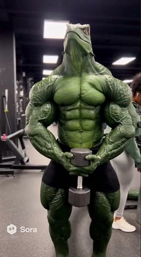 Muscular Reptilian Alien Hits the Gym 💪👽 Out of This World Gains!