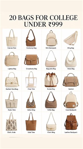 🎒 20 Stylish College Bags Under ₹999! Which one is your favorite? 💖✨ #trendingbags #slingbag #bags