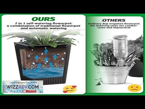 Garvee 16 Inch Rattan Planter Set of 2 with Water Level Monitor