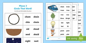 'ai', 'ee' and 'igh' Circle That Word Worksheet