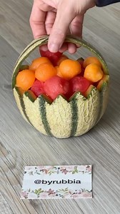 261K views · 8.2K reactions | How to make a melon fruit basket #fyp #melon #cantaloupe #fruit #summerfruit #fruitcarving #fruitcutting #partyideas #picnic #healthy #healthyfood #fruitbasket #fruitlover #fruitbowl #watermelon #byrubbia #instalike #instareels #instafood #hacks #ideas #carvingfruit #edibleart #edibleartistry #centrepiece #fruitbowl #snackideas #healthysnacks #summer | Rubbia | Facebook