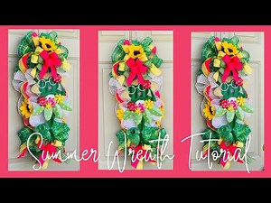HOW TO DESIGN A SUMMER DOOR SWAG WREATH DIY USING A PAINT STIR STICK SUMMER CRAFT