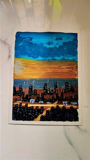 How to draw cityscape acrylic painting.#art#painting#cityscape #drawing#trending#viral#shortvideo#yt