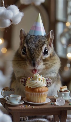 Tiny Cupcake Bites 🍰🐿️ #aivideo #funny #animals #cuteanimals #miniature #animation #trendingshorts