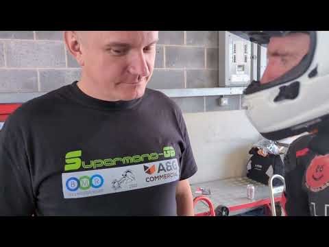 Motorcycle race event Mike Spike Edwards races Kramer Supermono GB at Donington with team Widdowson