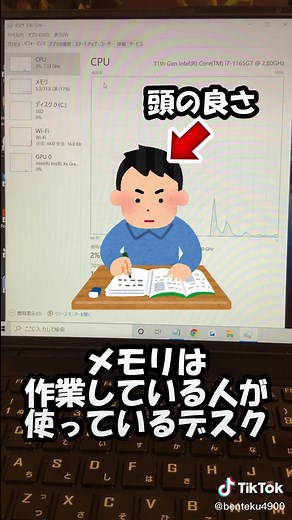 タスクマネージャーの見方分かります😊？#パソコン #TikTok教室 #豆知識 #豆知識シリーズ