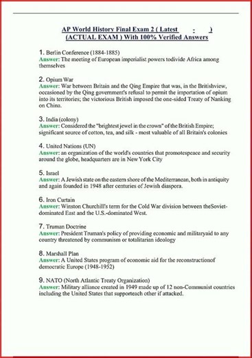 Ap World History Final Exam 2 Latest Actual Exam With 100 Ve video