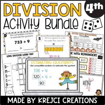 Divide by 1-Digit Numbers Printable and Digital Activity Bundle - 4th Grade Math