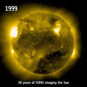🌞🛰️Sun-watcher SOHO turns 30 today! 🎂 For three decades now, this mission has been observing the Sun’s structure, atmosphere and solar wind. Located about 1.5 million km from Earth, it provides vital data to predict space weather, protecting satellites, power grids and communication systems on Earth. 🔗 https://www.esa.int/Science_Exploration/Space_Science/SOHO/Sun-watcher_SOHO_celebrates_thirty_years NASA Solar System Exploration | ESA - European Space Agency