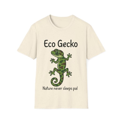Eco Gecko Nature T-shirt — Nature Never Sleeps Graphic Tee, Sustainable Wildlife Illustration, Reptile Lover Fast & Free Shipping USA - Etsy