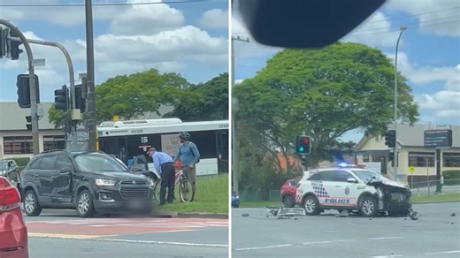Police car involved in crash at Zillmere