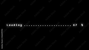 Retro video game LOADING screen. Loading progress in command line style. Retro 8 bit pixel game launch screen.