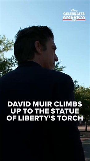 .@DavidMuir climbed up to the torch of the Statue of Liberty, sharing the view from its highest point. Lady Liberty welcomed millions of immigrants to the U.S. for generations. Now, more than 4.5 million people visit Liberty Island every year. #DisneyCelebratesAmerica