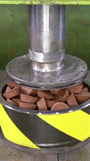 Crushing Reese's Peanut Butter Cups witha Hydraulic Press!🍫#HydraulicPress #Reeses#Satisfying#crash