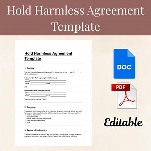 Editable Hold Harmless Agreement Template: Business Liability Waiver (PDF & DOC) - Etsy