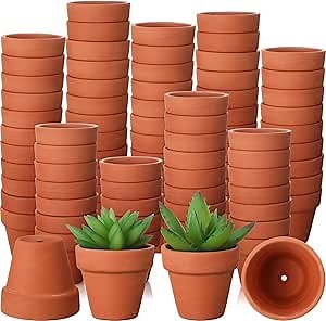 Sliner 150 Pcs Small Clay Pots 2 Inch Terracotta Plant Pots Plant Planters Bulk with Drainage Hole Mini Terra Cotta Cactus Flower Nursery Succulent Terracotta Planter for Indoor Outdoor Craft Wedding
