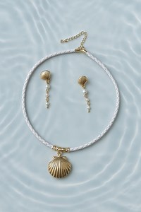 Golden Seashell Jewelry Set – Handmade Pearl Choker & Earrings – Beach Wedding, Mermaid, Coastal Jewelry Gift - Etsy