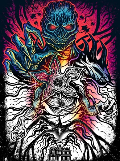 👁 STRANGER THINGS 👁 An artwork I made #strangerthings5, really happy with how it came out and it took longer to finish then I expected but I wanted to do something different with it and try to include the different enemies they fight in the show like vecna, mind flayer, demo-bats and of course the demogorgon coming through the upside down rift. The last season had some issues and it felt abit rushed but overall I liked how they wrapped up the show. Do you believe in the conformity gate conspir