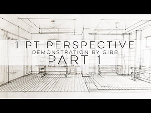 How to draw a one point perspective grid for interior design - 1 pt perspective part 1