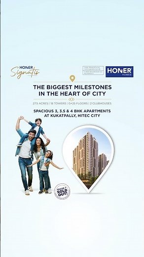 27.5 Acres, 18 Towers, G+25 Floors, 3/3.5/4 BHK Apartments, 1885 to 3815 Sft Sizes