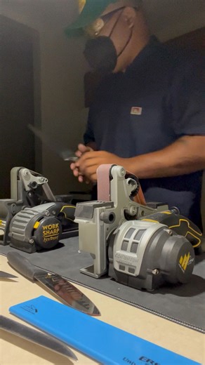 Using worksharp set ups to get that perfect edge… Following up with a leather strop to make sure it cuts like butter… The results are on paper 🔪🔪🔪 | OMG Blade Sharpening