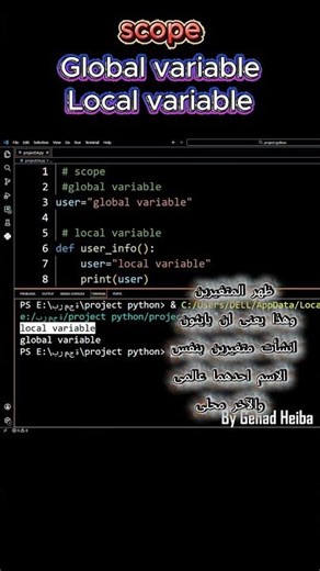 ا🌍 Local vs Global Variables في بايثون ببساطة! #Python #Shorts ‪@OctuCode‬ #برمجة #coding #program