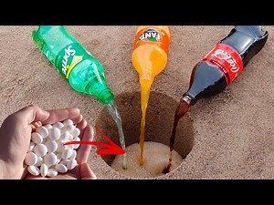 Experiment: Coca Cola & Fanta & Sprite and Mentos Underground