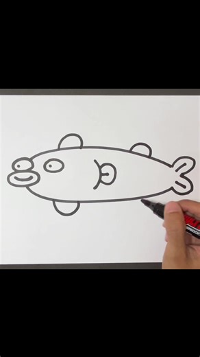How to draw a Fish 1 | Sea Animal | Easy funny drawings of cartoons #drawing #draw #cartoon #kids #kidsvideo #artkidsdraw #art #easy #easydrawing #drawingforkids #drawingfunnyanimals #seaanimals #drawstepbystep #fish