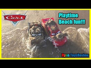 Ryan plays with Disney Cars Toys Lightning McQueen and Tow Mater